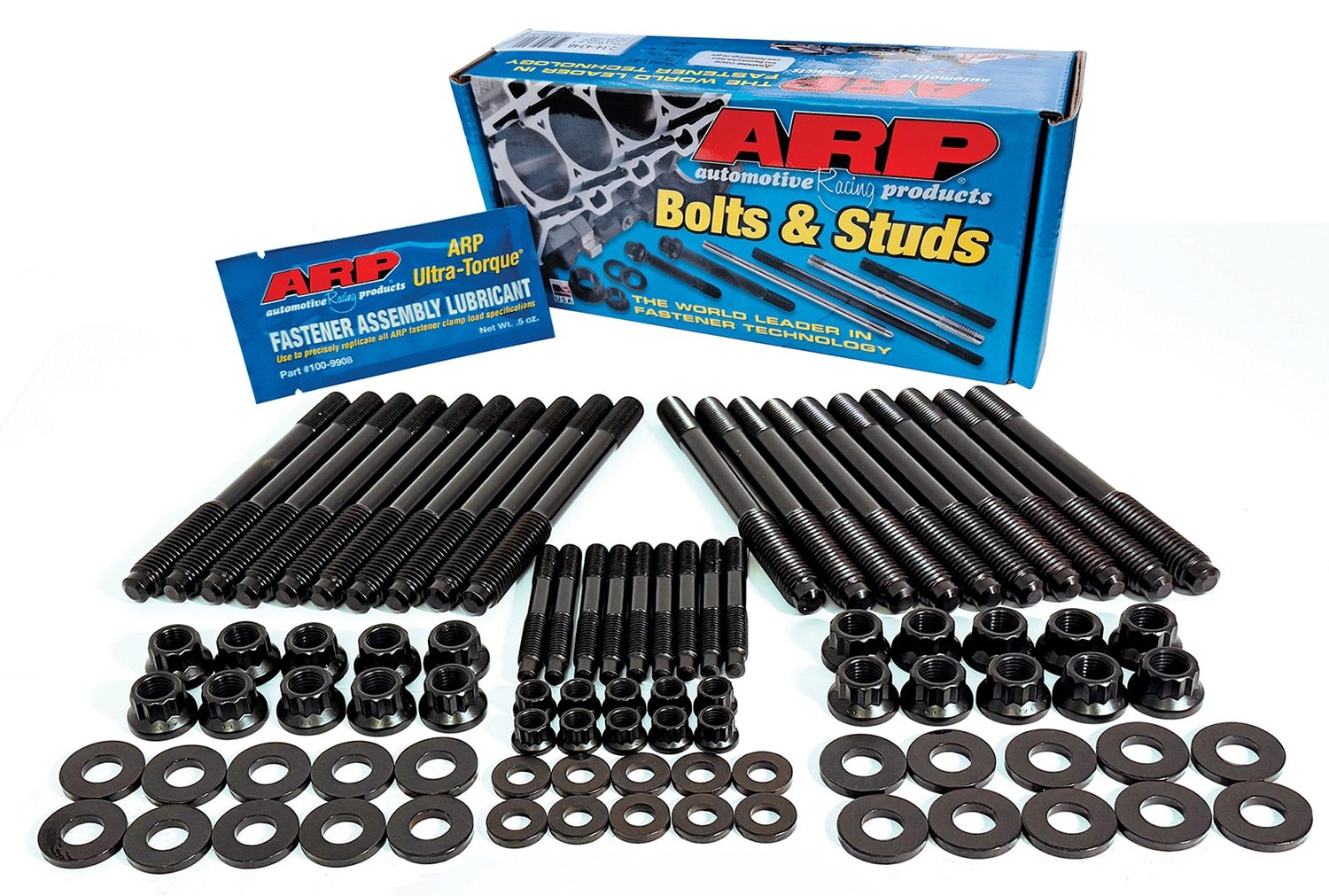 ARP LS Block Saver stud kit with nuts, washers and ARP Ultra-Torque assembly lubricant