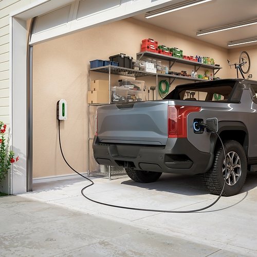 Schneider Electric's new Schneider Charge residential EV charger features built-in SmartAmp technology.