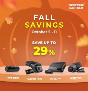 THINKWARE fall savings dash cam promotion