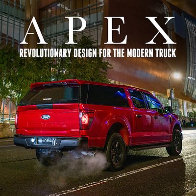 The APEX FGC-5000 Cap is RealTruck's newest, most revolutionary truck cap, featuring the industry's largest windows and a streamlined SUV-like silhouette.