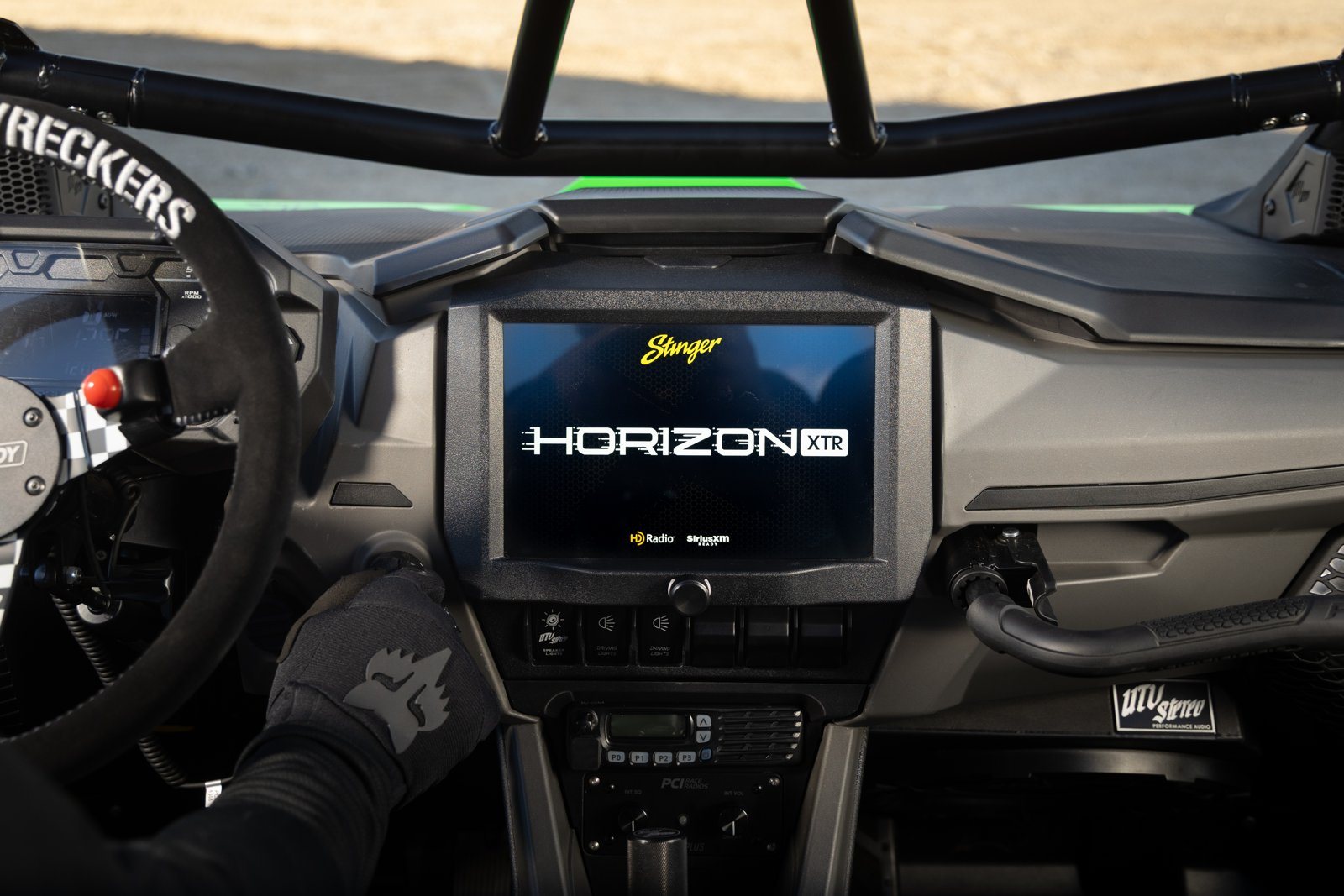 The Stinger HORIZON XTR 10.1-inch multi-function display installed in a UTV dash.