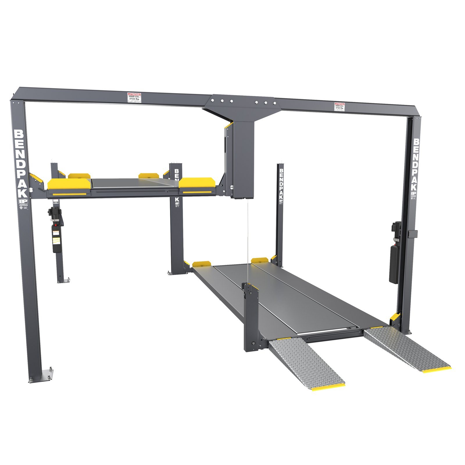 The narrower footprint of new BendPak PL-12000KDS and PL-12000KDT tandem parking lifts allows more vehicles to be parked in a facility with less hassle.