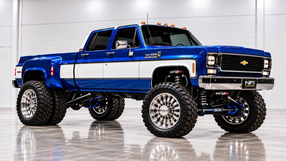 Project Reborn-001: the 1979 Chevrolet K30 crew cab dually being built for auction at The Red Bird Games to benefit The Brett Boyer Foundation.