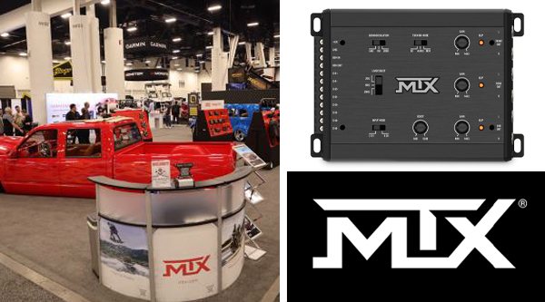 MTX Audio at the 2026 SEMA Show, booth #10753, showcasing its signal processor lineup and custom audio builds. (12VoltNews image, 600x333)