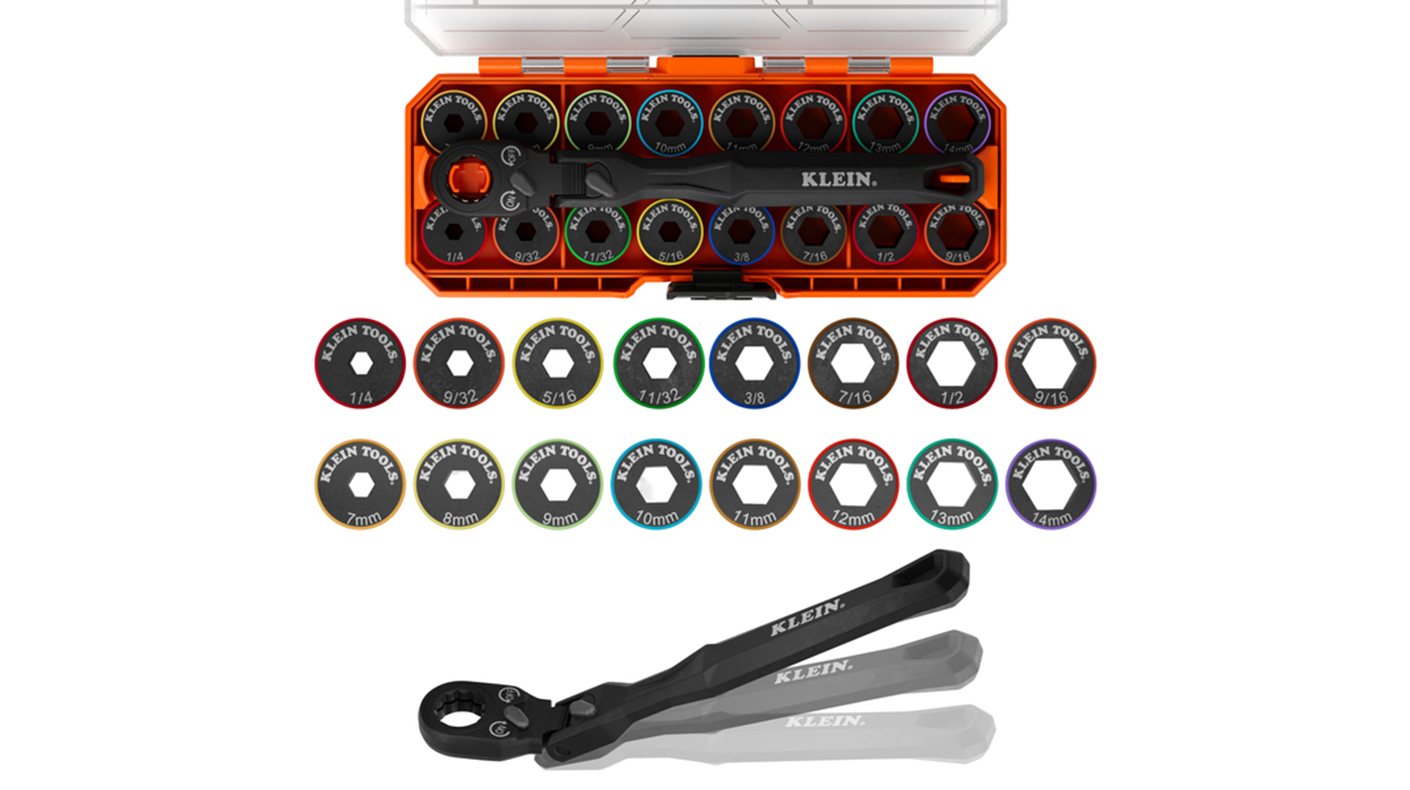 Klein Tools KNECT Ratcheting 17-in-1 Interchangeable Low-Profile Socket Wrench Set