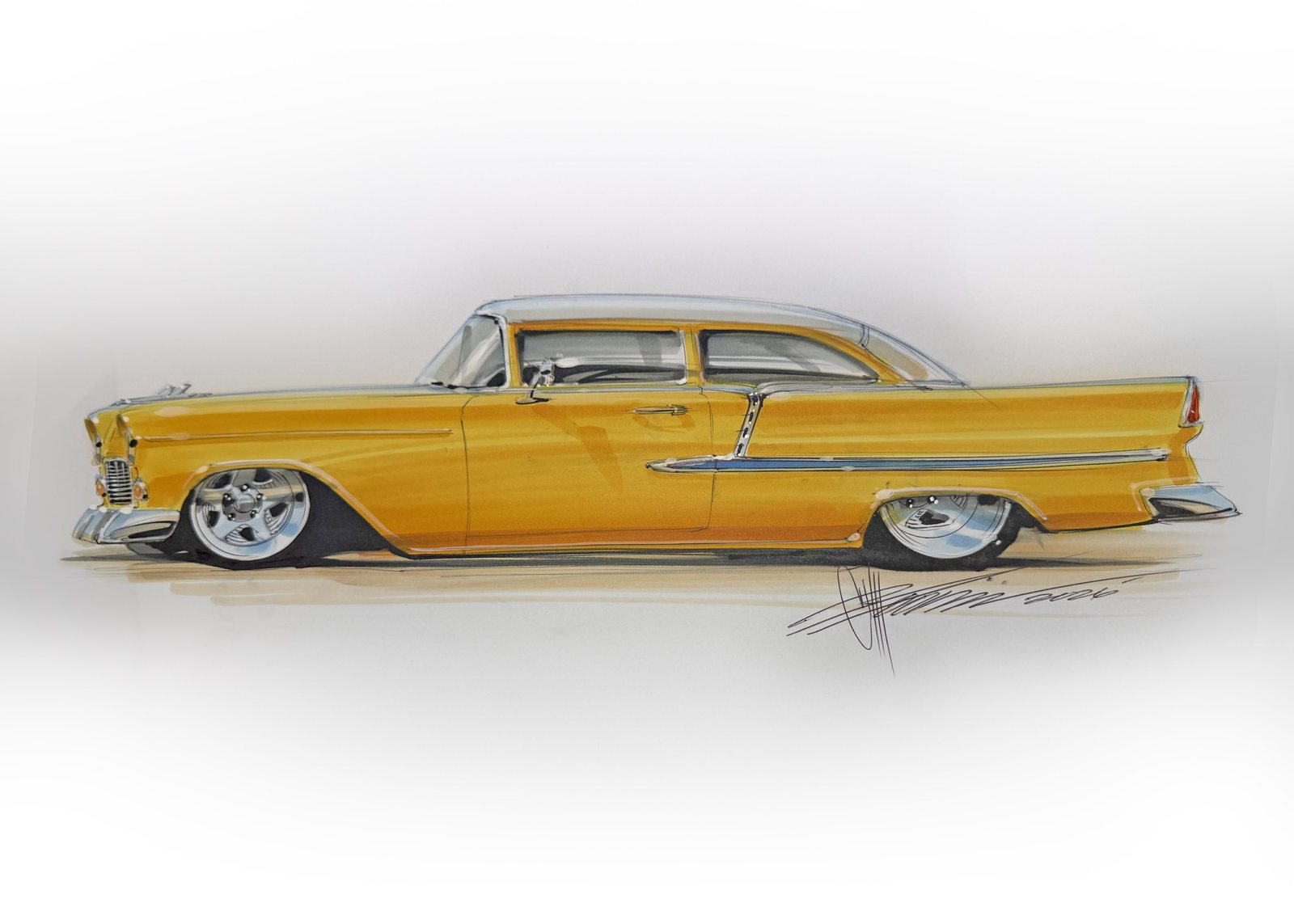 Chip Foose rendering of Ben Johnson's 1955 Chevrolet Delray
