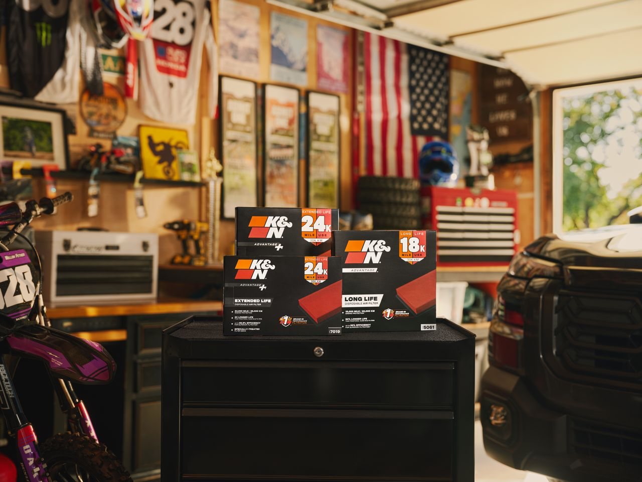 The K&N Advantage line of single-use engine air filters, including the 24K Mile Extended Life and 18K Mile Long Life filters, now at Walmart.